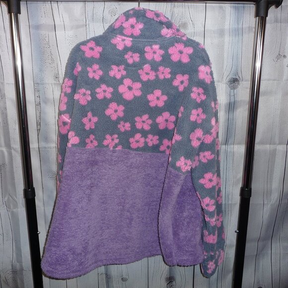 Grace & Emma - Half Zip Sherpa, Mixed Material Pullover - Lilac, Pink, Grey - 2x - Picture 3 of 8